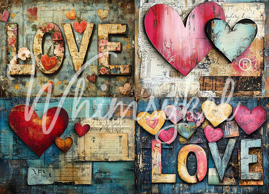 Hearts of Love - Decoupage Tissue Paper   21" x 29"
