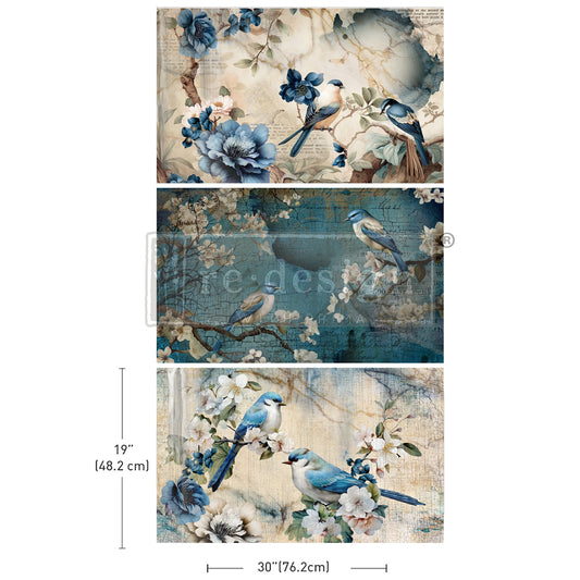 Sapphire Wings - DECOUPAGE DECOR TISSUE PAPER PACK -3 Sheets 19.5″X30″ EACH