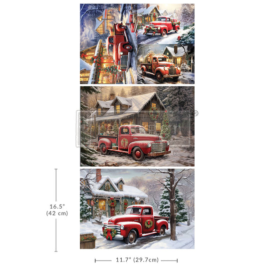 A3 A3 DECOUPAGE FIBER PACK – CHRISTMAS CARGO – 3 SHEETS, 11.7″X16.5″ EACH