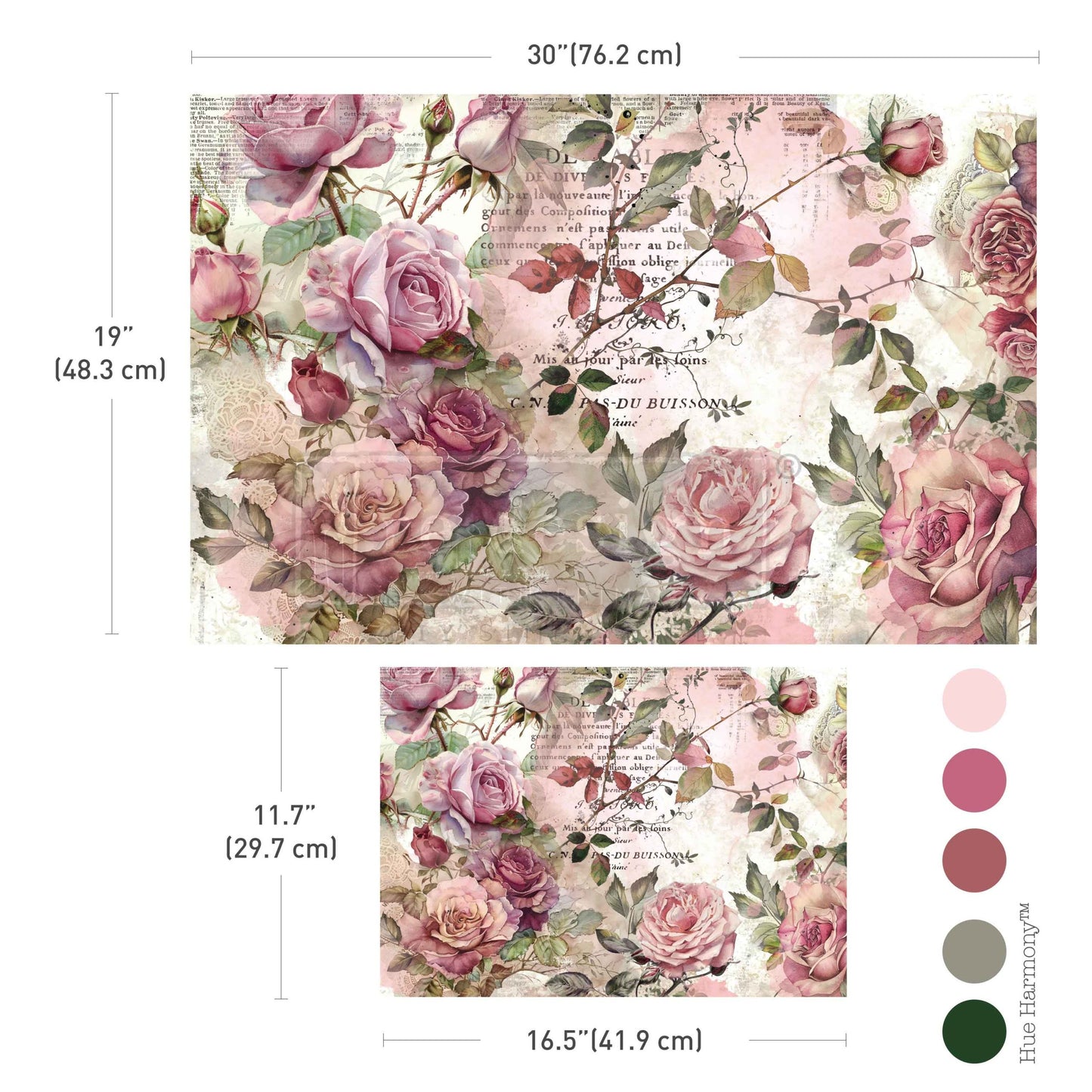 Double Delight Decoupage Fiber Paper Set – Dusty Velvet Mauve – Total 2 sheets – 1 sheet, 19.5″x30″ + 1 sheet,