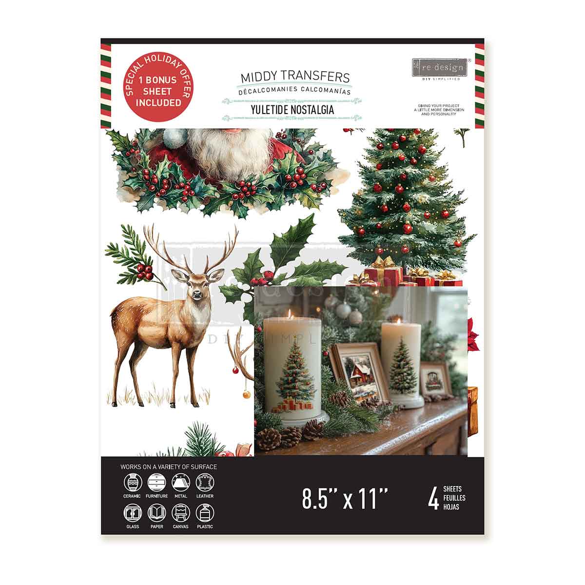 Middy Transfers® – Yuletide Nostalgia – 3 sheets + 1 bonus sheet, 8.5″x11″