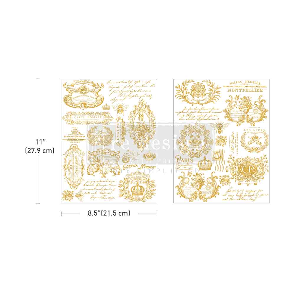 H2O Transfers Gold – Gilded Memories – 2 sheets, 8.5″x11″