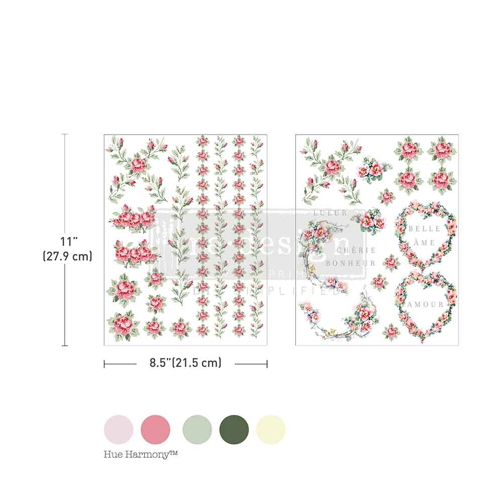 H2O Transfers – Nostalgic Blooms – 2 sheets, 8.5″x11