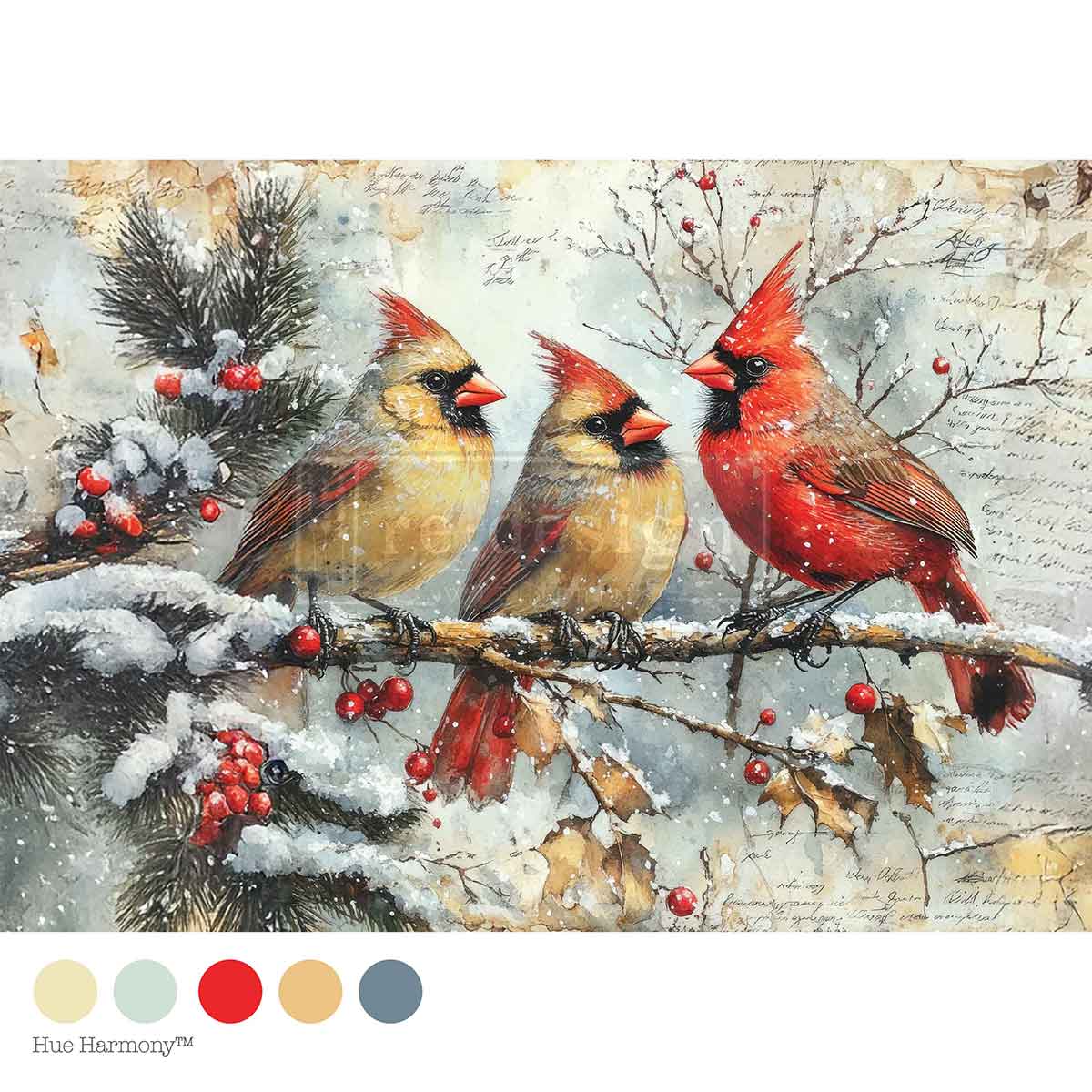 A4 Decoupage –  Crimson Noel – 1 sheet, 8.27″x11.69″