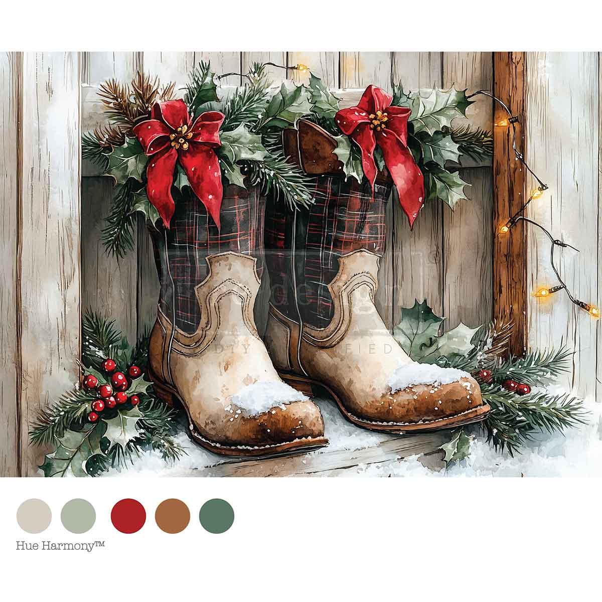 A4 Decoupage –  Farmhouse Noel – 1 sheet, 8.27″x11.69″