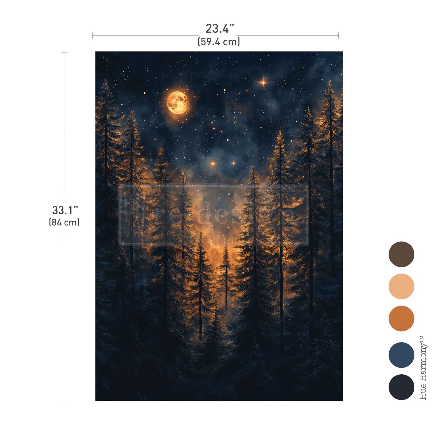 A1 Decoupage Fiber – Moonlit Forest – 1 sheet, 23.4″x33.1″ - Limited Edition
