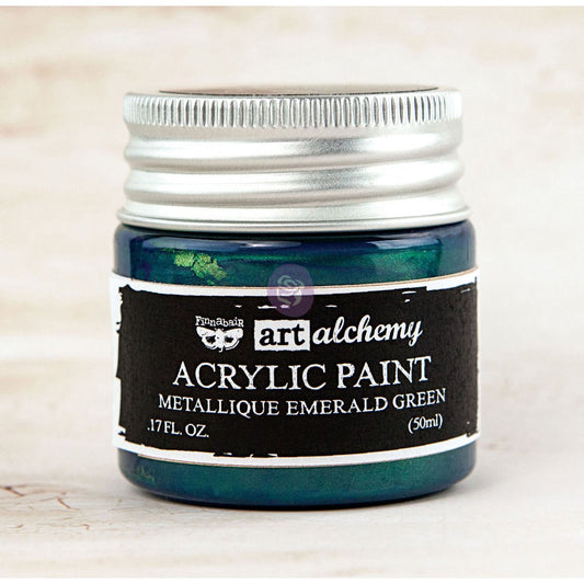 ART ALCHEMY-ACRYLIC PAINT-METALLIQUE EMERALD GREEN 1.7 FL.OZ (50ML)