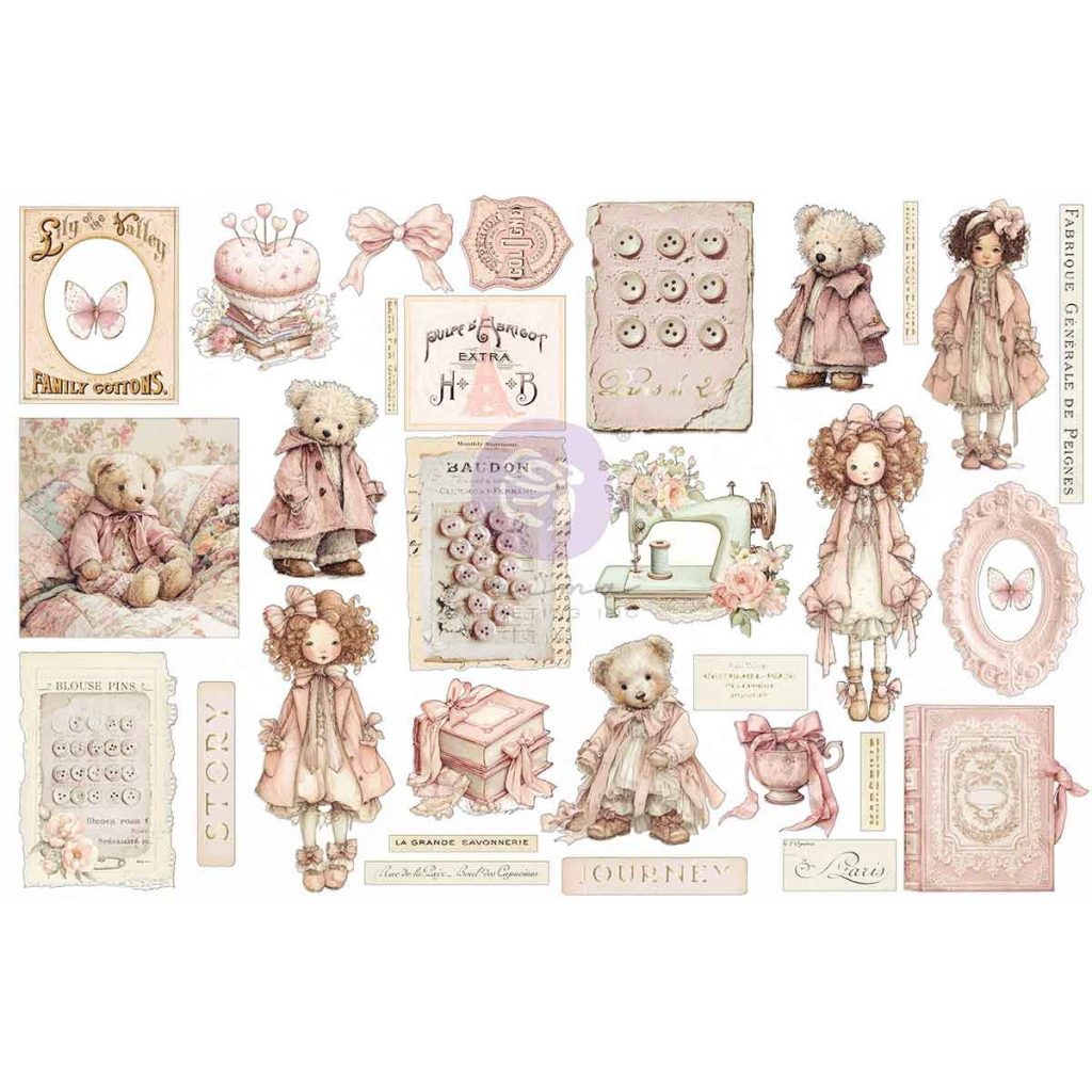 Buttons & Keepsakes Collection Ephemera – Quilted Memories – 64 pcs w/ foil detail