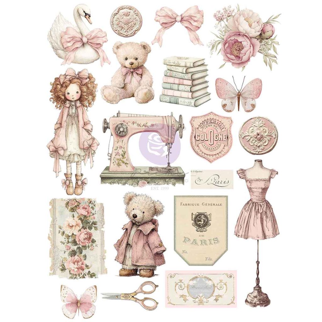 Buttons & Keepsakes Collection A4 Transfer – 1 sheet, 8.3″x11.7″