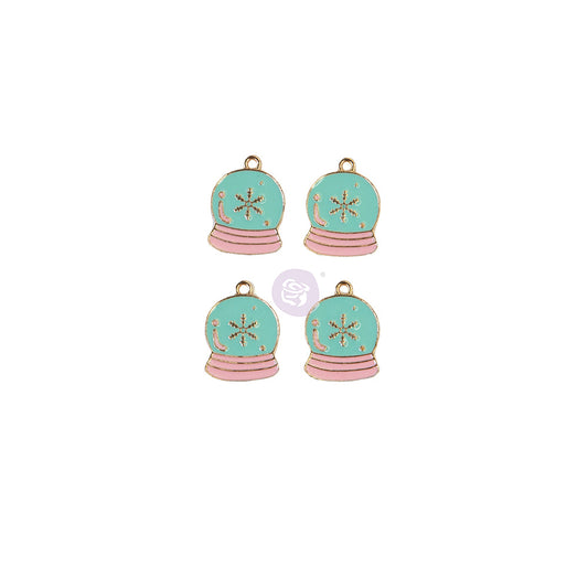 SUGAR COOKIE CHRISTMAS COLLECTION ENAMEL CHARMS – SNOW GLOBE – 4 PCS
