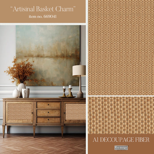 Artisinal Basket Charm - A1 Decoupage Fiber - Exclusive and Limited Release