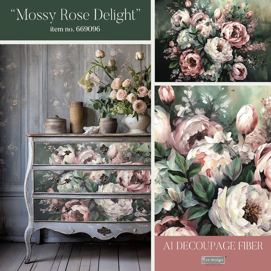 Mossy Rose Delight - A1 Decoupage Fiber - Exclusive and Limited Release