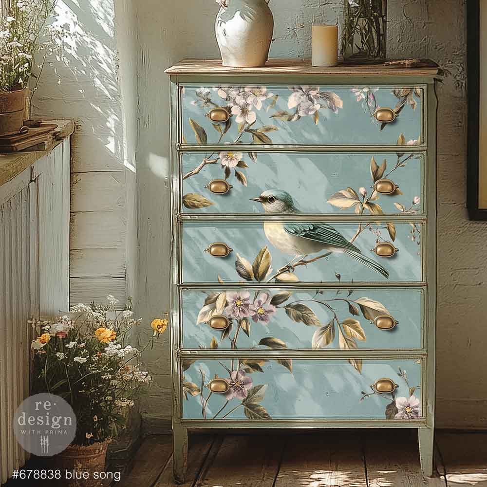 A1 Decoupage Fiber – Blue Song – 1 sheet, 23.4″x33.1″