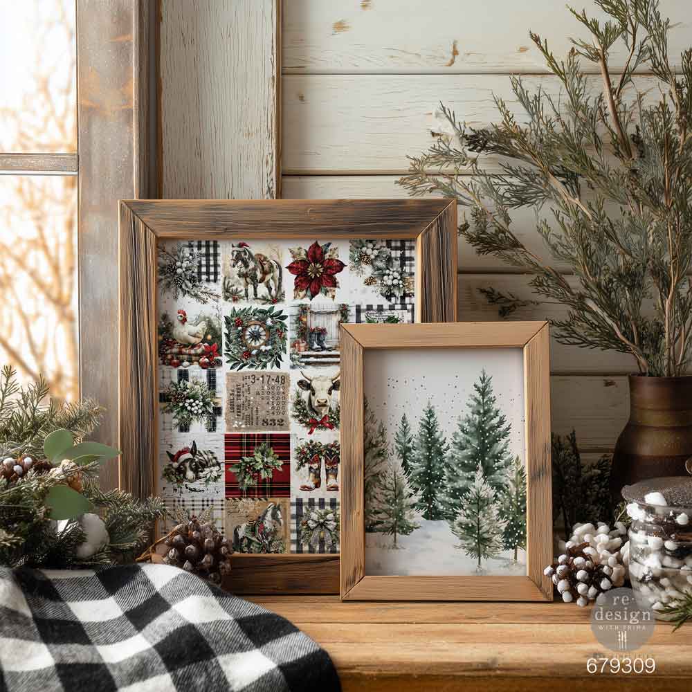 A4 Decoupage Fiber Pack – Farmhouse Frost – 2 sheets, 8.3″x11.7″ each