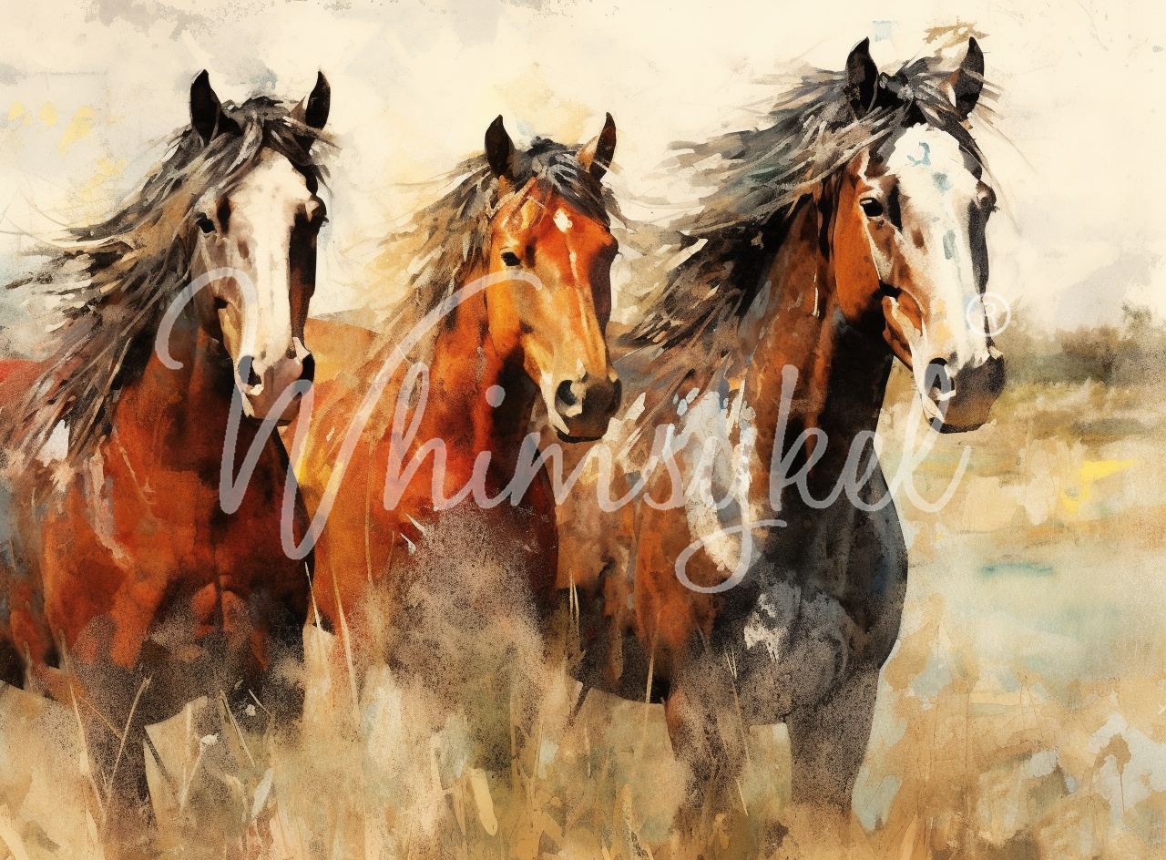 Graceful Steeds - Decoupage Tissue Paper 20" x 14"