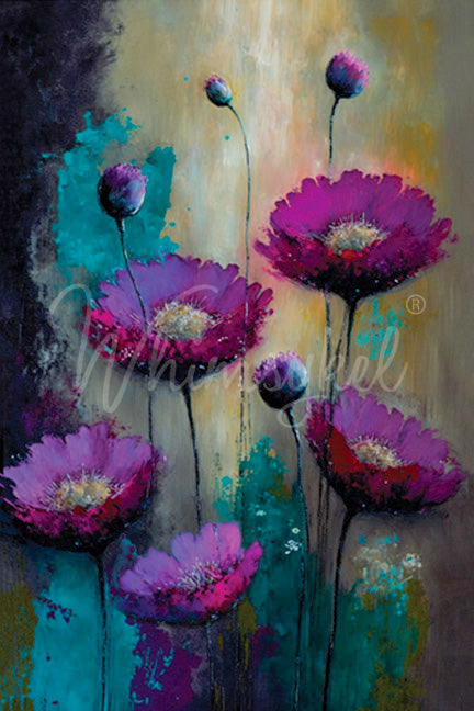 Purple Poppies - Decoupage Tissue Paper   21" x 29"
