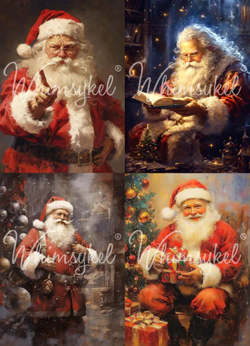 Vintage Santas - Decoupage Tissue Paper   21" x 29"