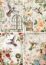 Decoupage Queen Rice Paper - Teresa Rene Art - Hummingbird Four Pack