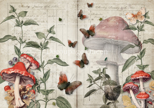 Decoupage Queen Rice Paper - Teresa Rene Art - Mushroom Fantasy