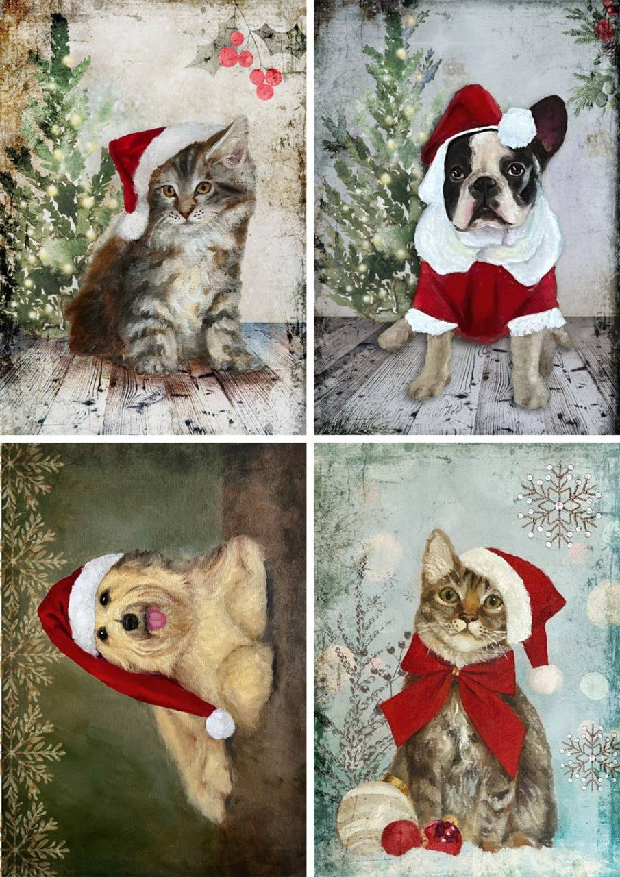 Teresa Rene Art - Christmas Pets Four Pack A4