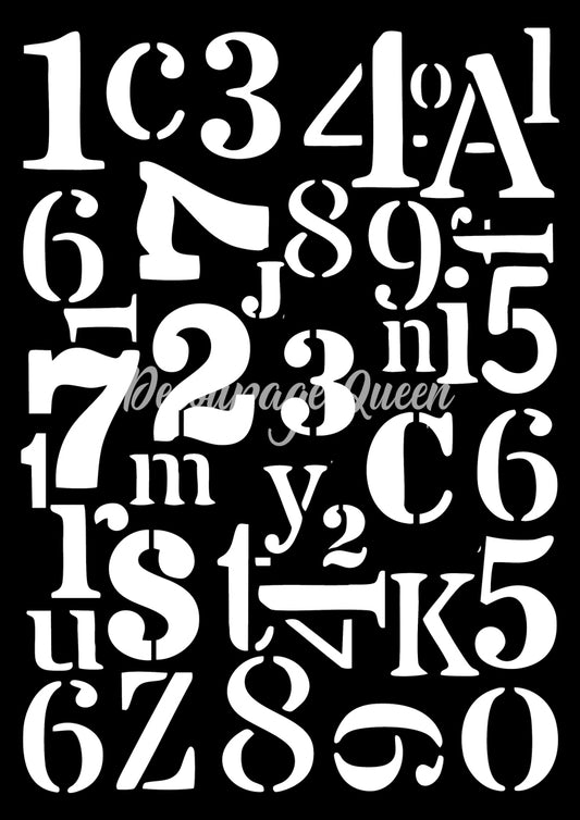 Decoupage Queen Stencil - Number Collage