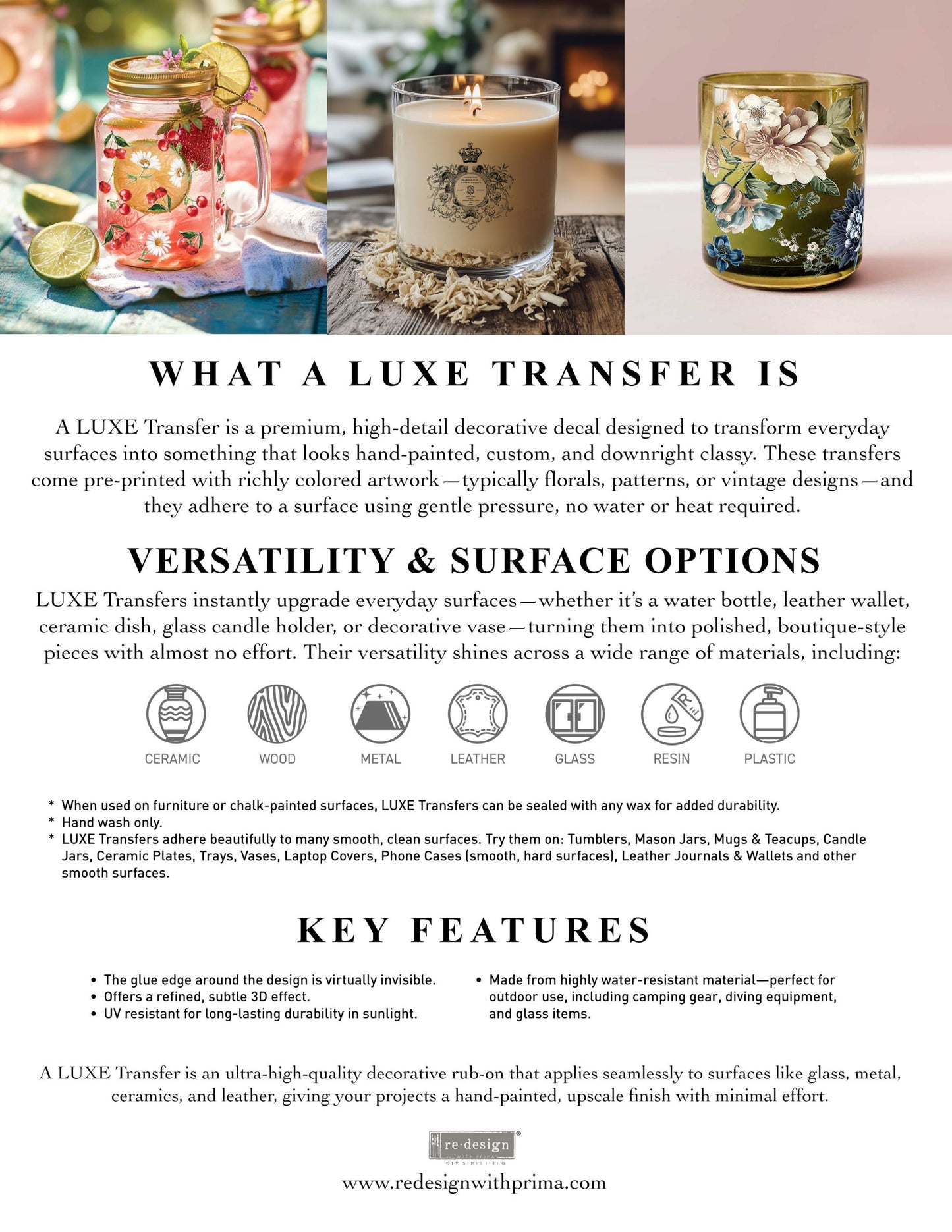 Luxe Transfers® – Romance En Fleur – 2 sheets, 3.25″x11.5″