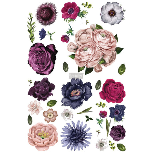 Lush Floral II - Rub-On Furniture Decal Transfer by Redesign with Prima!