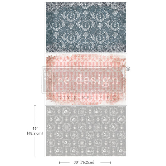 Delicate Charm - DECOUPAGE DECOR TISSUE PAPER PACK -3 Sheets 19.5″X30″ EACH - Limited Release