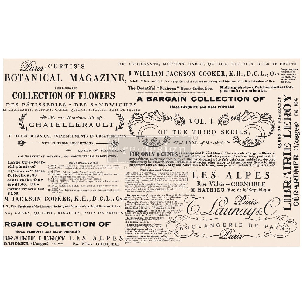 Floral Text - Decoupage Paper
