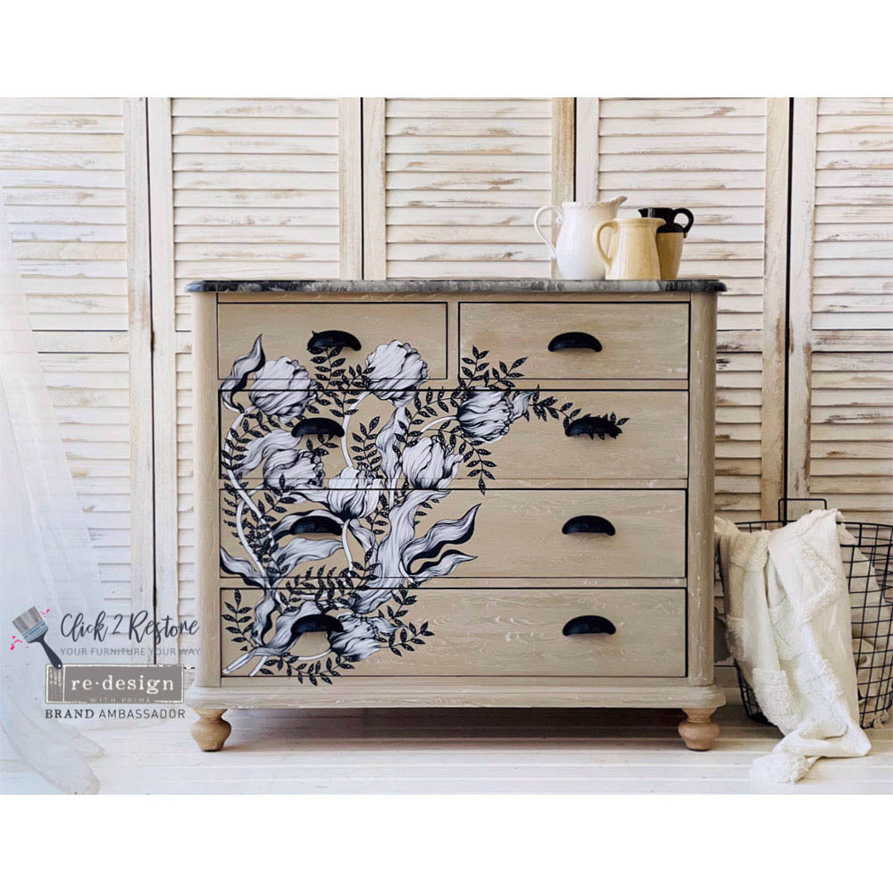 Mono Tulip - Rub-On Furniture Decal transfer by redesign with Prima!