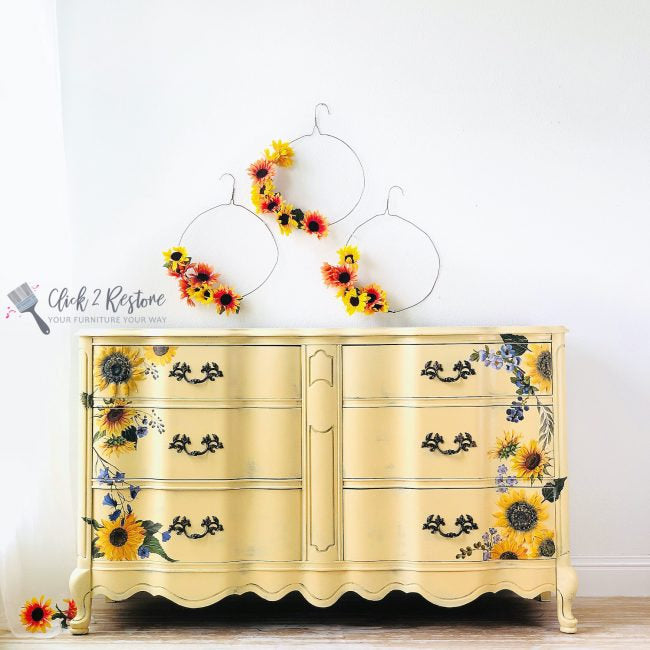 Sunflower Fields - Rub-On Furniture Decal transfer by redesign with Prima!