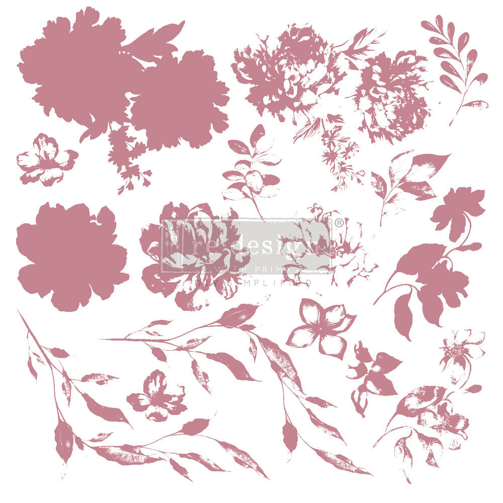 Sweet Blossoms - Clearly Aligned Stamps (12" x 12" clear cling, 16 pcs) by ReDesign with Prima Decor Stamps