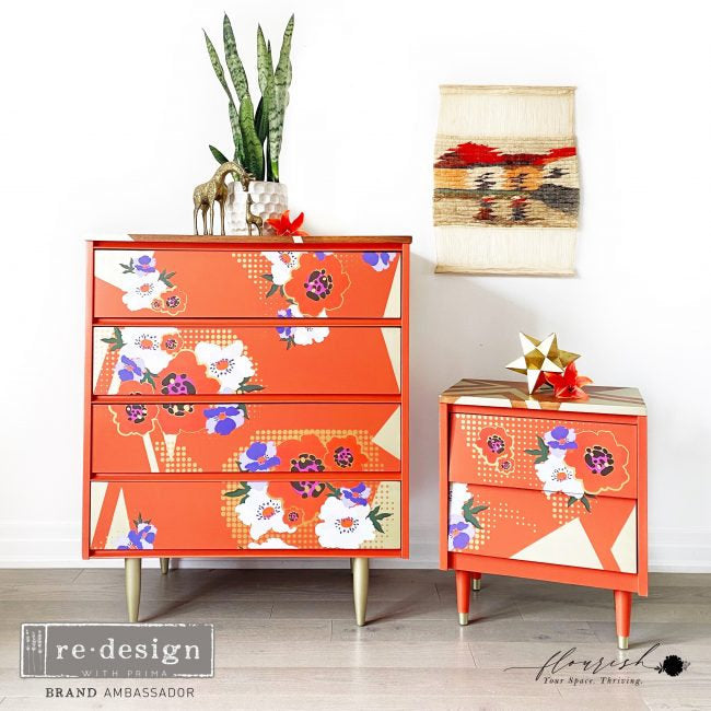 Modernist Floral CeCe Transfer by Redesign with Prima! Furniture decal transfer!