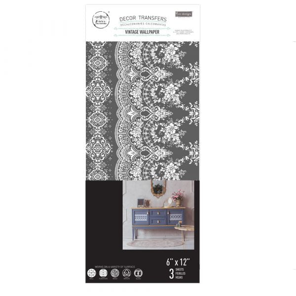 Vintage Wallpaper - Rub-On Furniture Decal Mini-Transfer by Redesign with Prima!