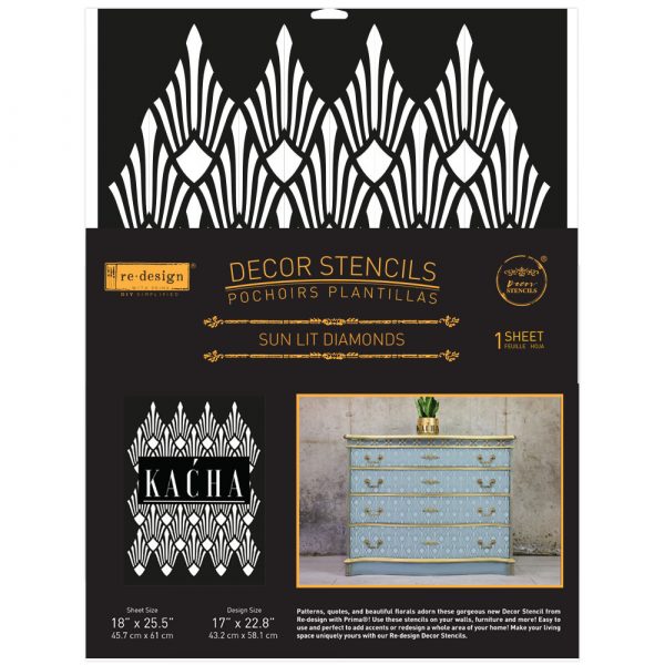 Sun Lit Diamonds - Kacha Decor Stencil by Redesign with Prima!