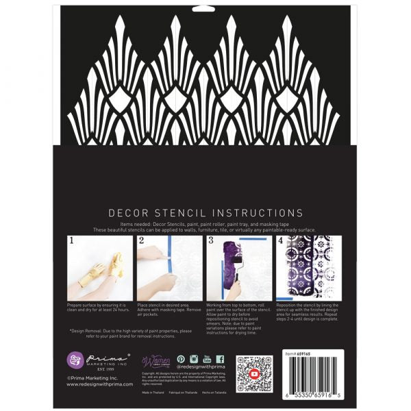 Sun Lit Diamonds - Kacha Decor Stencil by Redesign with Prima!