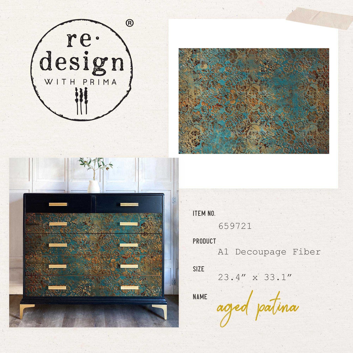 Aged Patina - A1 Decoupage Fiber Paper