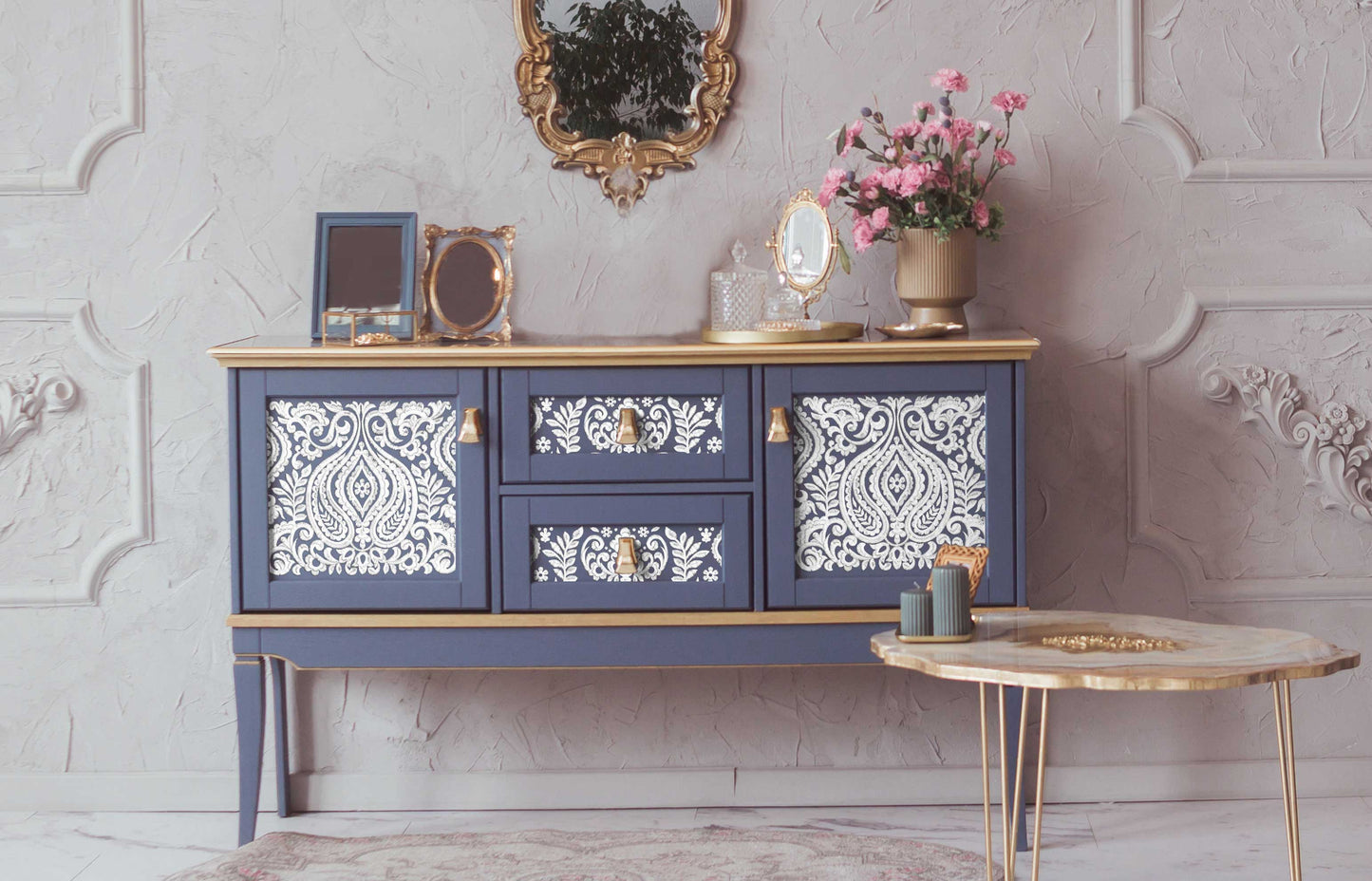 White Engraving - Rub On Furniture Decal Transfer by Redesign with Prima!