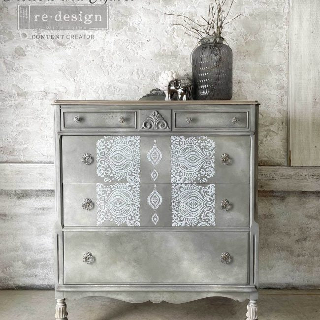 White Engraving - Rub On Furniture Decal Transfer by Redesign with Prima!