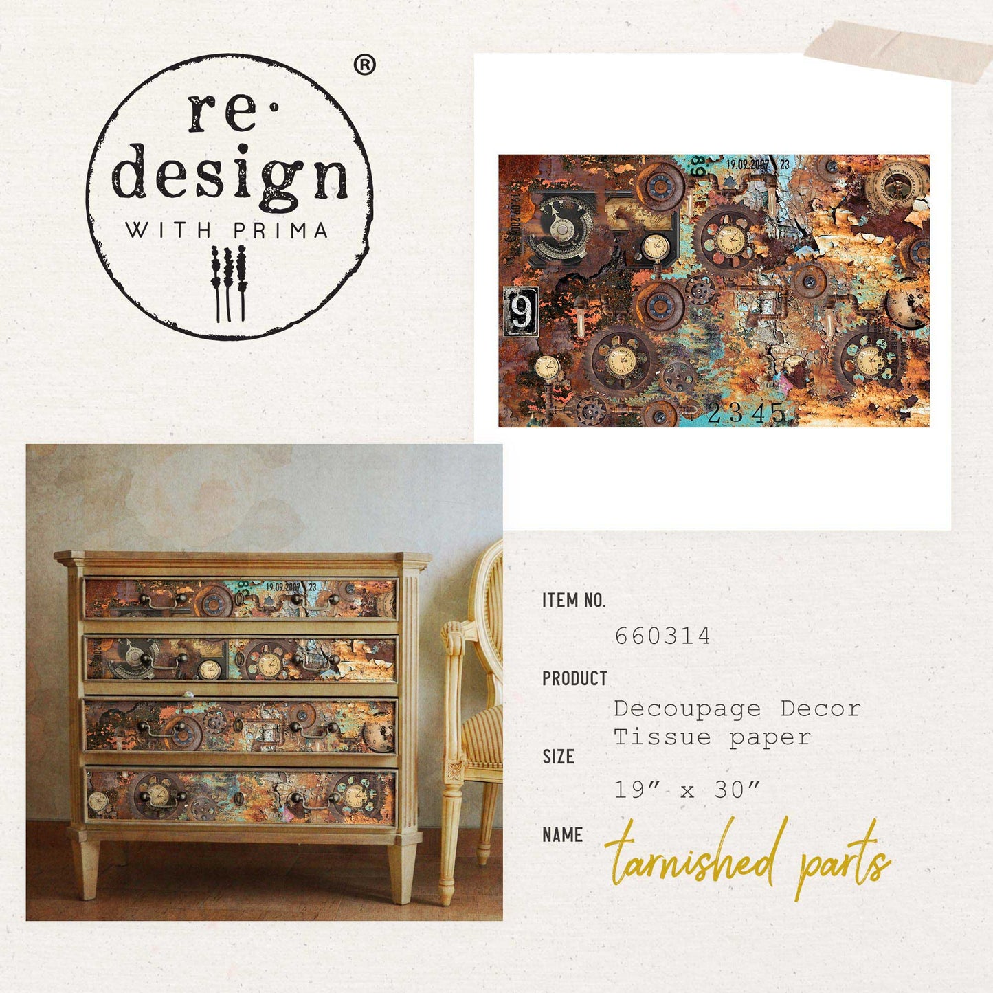 Tarnished Parts - Decoupage Paper
