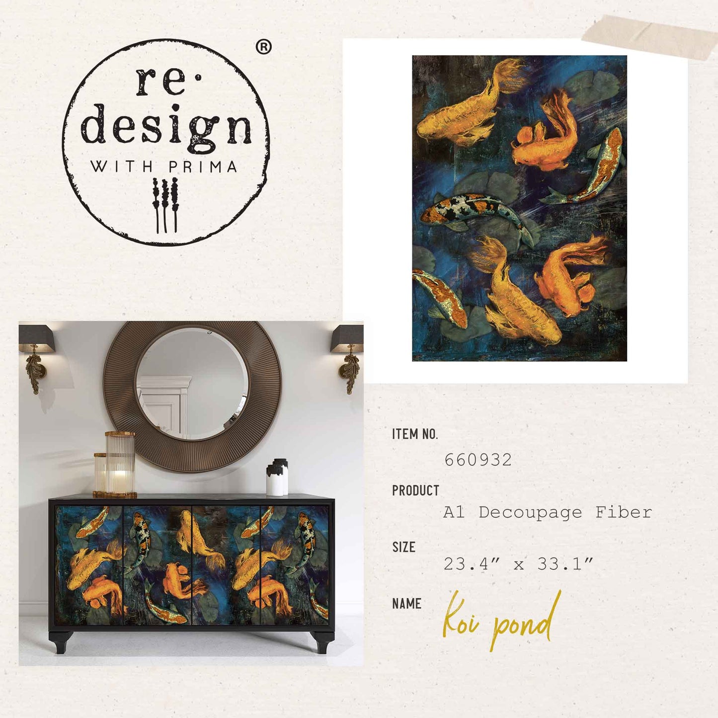 Koi Pond - A1 Decoupage Fiber Paper