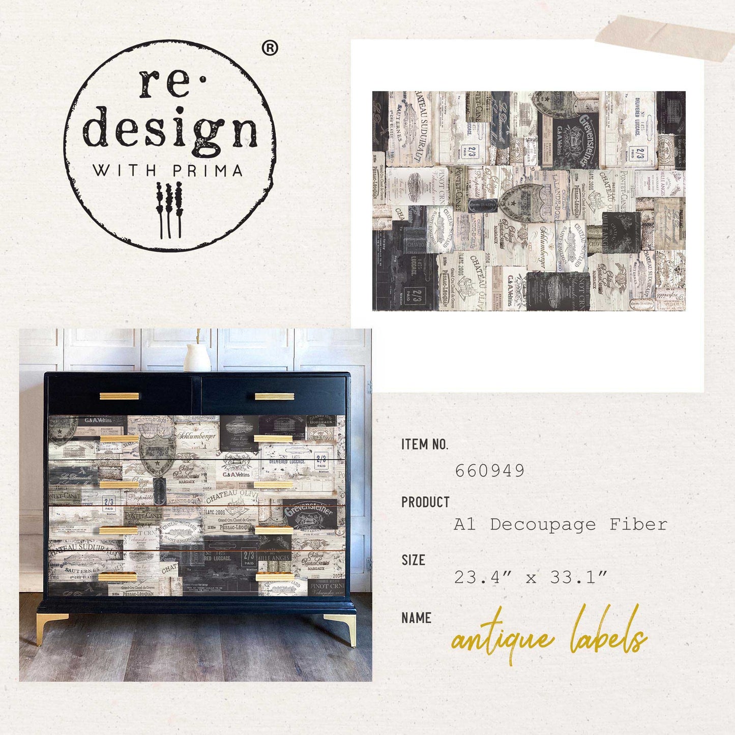 Antique Labels - A1 Decoupage Fiber Paper