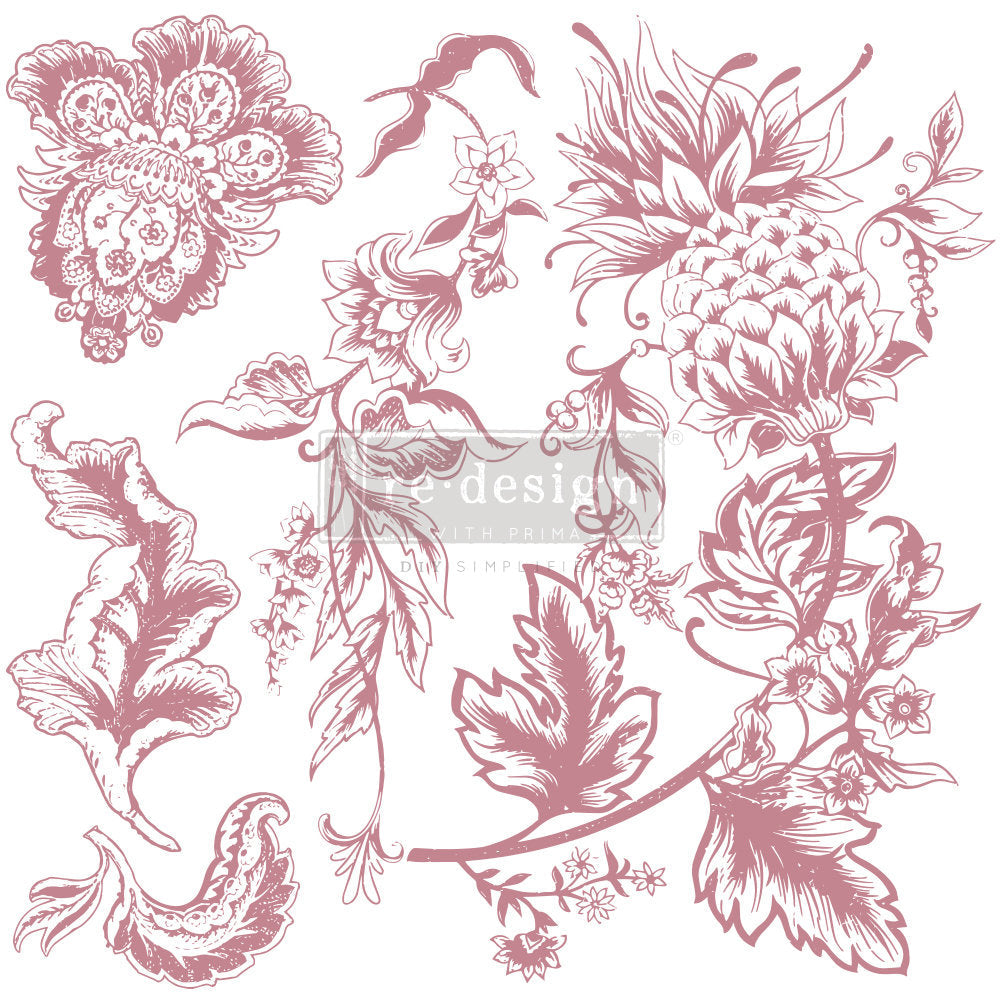 RUSTIC FLORAL ELEMENTS – 12″X12″ (5 Pcs) Decor Stamps by redesign with Prima!