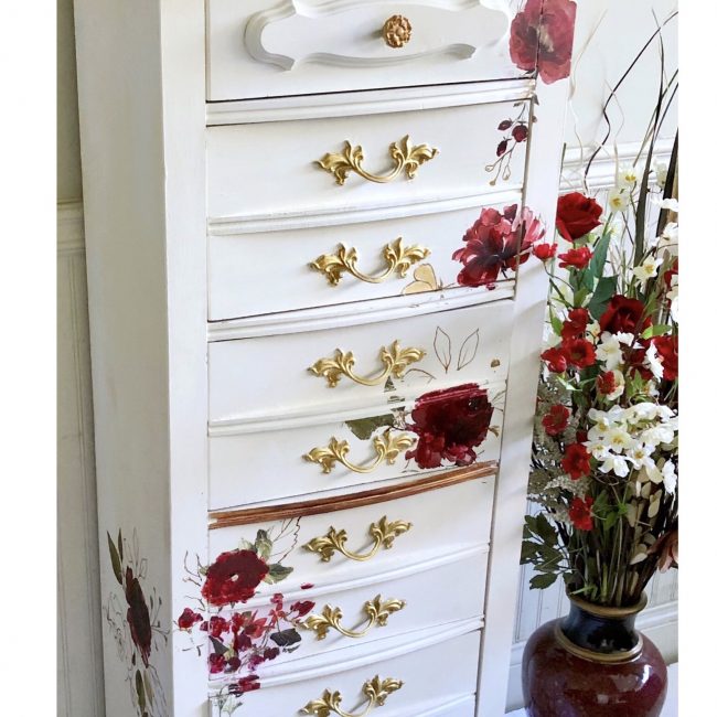 Midnight Floral - Rub-On Furniture Decal transfer by redesign with Prima!
