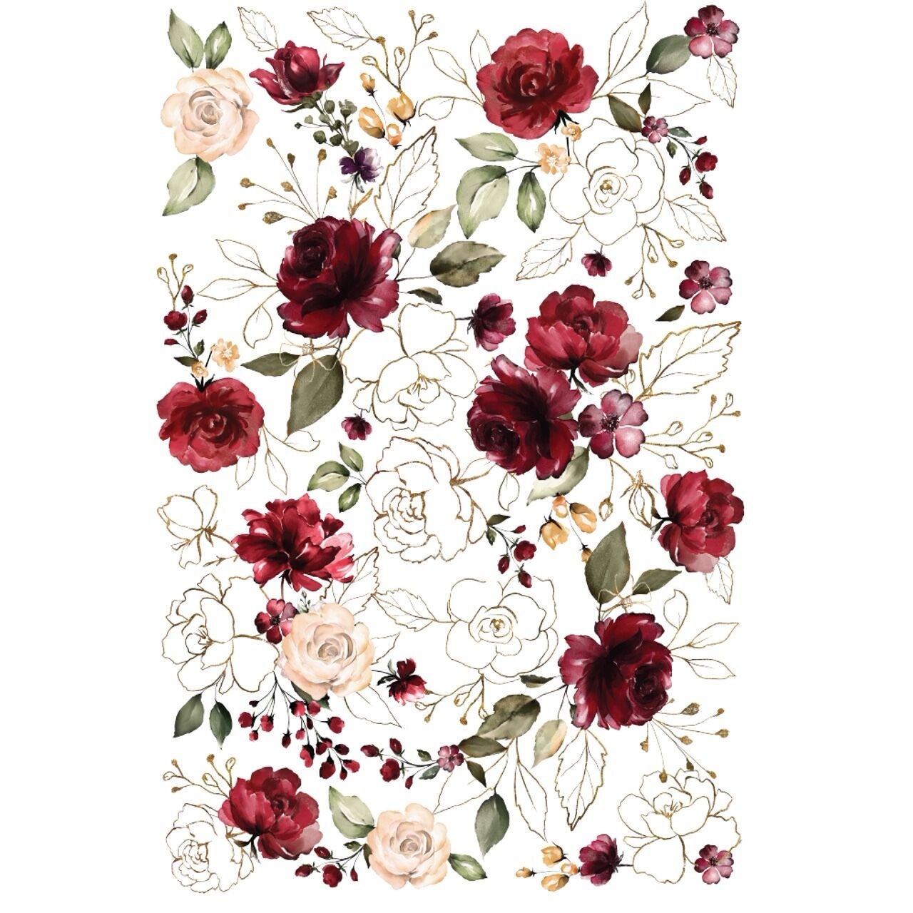 Midnight Floral - Rub-On Furniture Decal transfer by redesign with Prima!