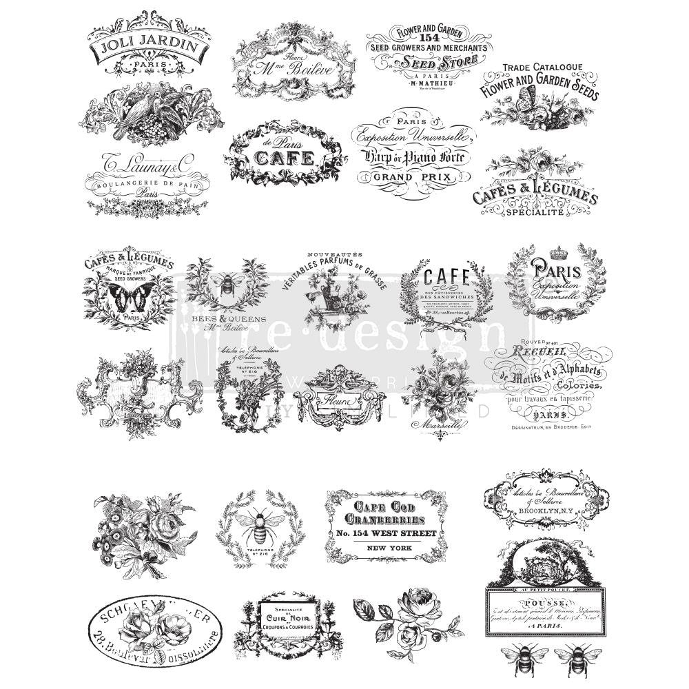 Classic Vintage Labels - Rub-On Furniture Decal Transfer by Redesign with Prima!