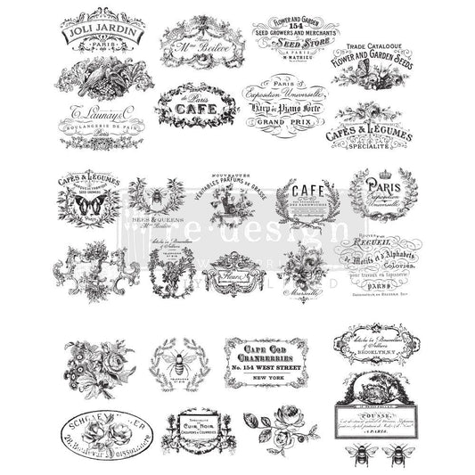 Classic Vintage Labels - Rub-On Furniture Decal Transfer by Redesign with Prima!