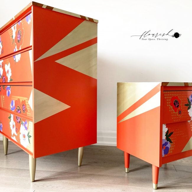 Modernist Floral CeCe Transfer by Redesign with Prima! Furniture decal transfer!