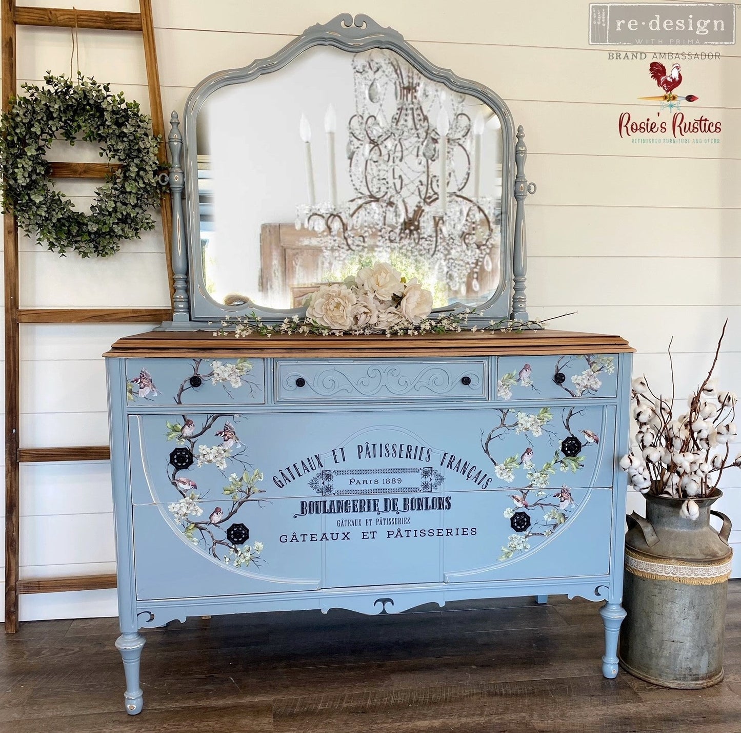 Blossom Flight - Rub-On Furniture Decal transfer by redesign with Prima!