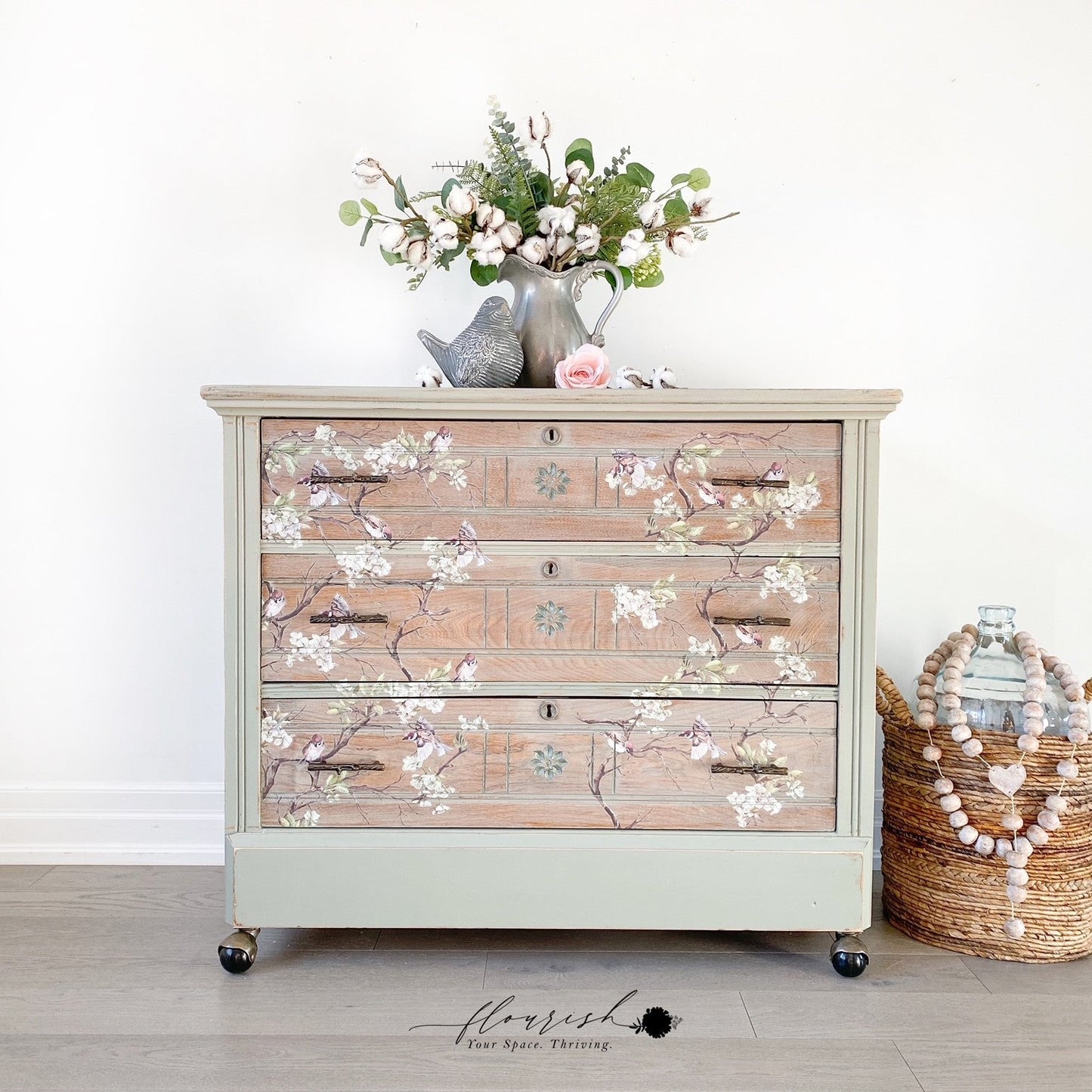 Blossom Flight - Rub-On Furniture Decal transfer by redesign with Prima!
